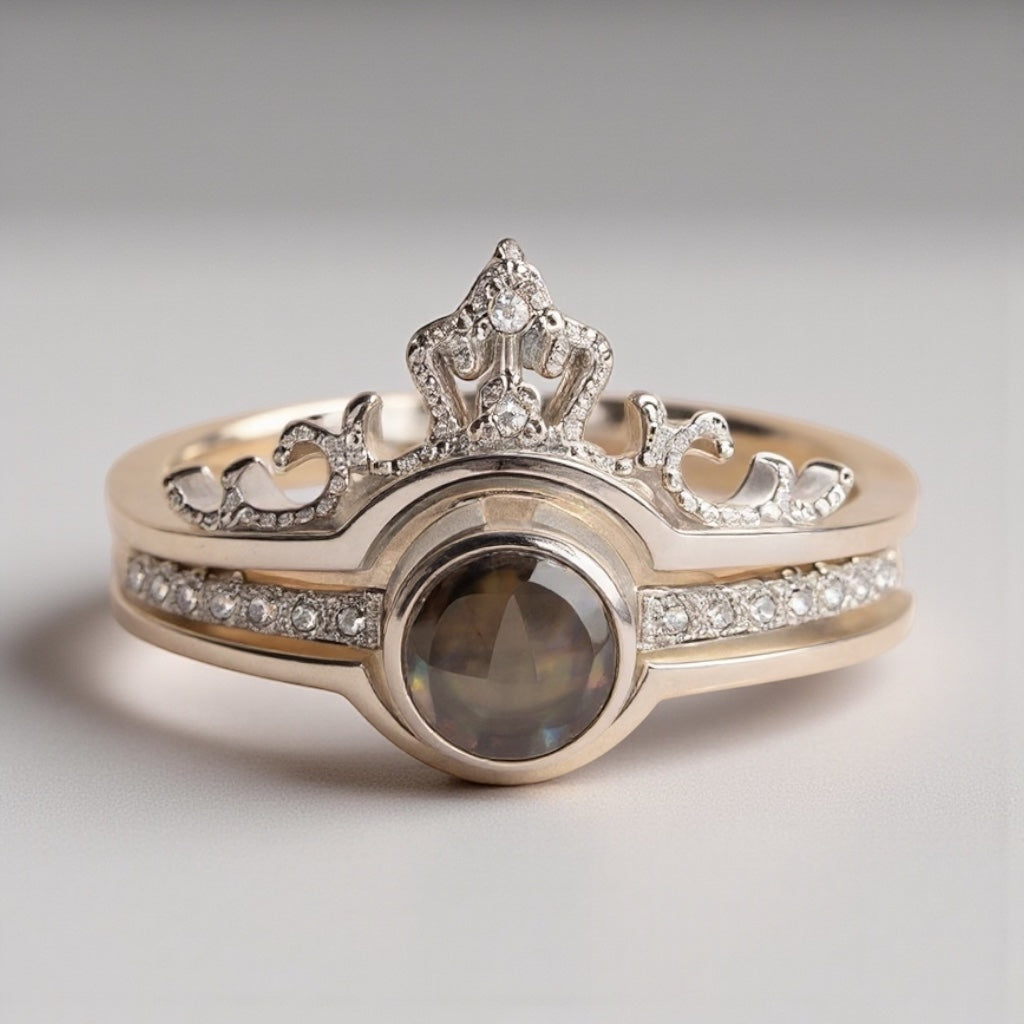 Luxurious and noble crown-set diamond-in-one projection ring