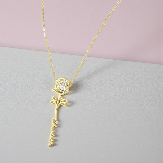 Birthday flower with customizable name design light luxury high-end necklace