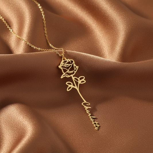 Birthday flower with customizable name design light luxury high-end necklace