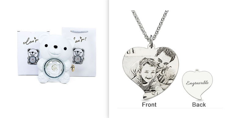 Rotating Bear Gift Box Rose Jewelry Box