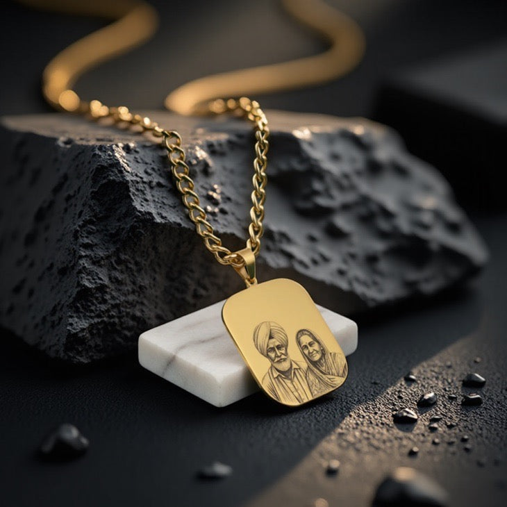 Customized Chunky Cuban Link Photo Engraving Necklace