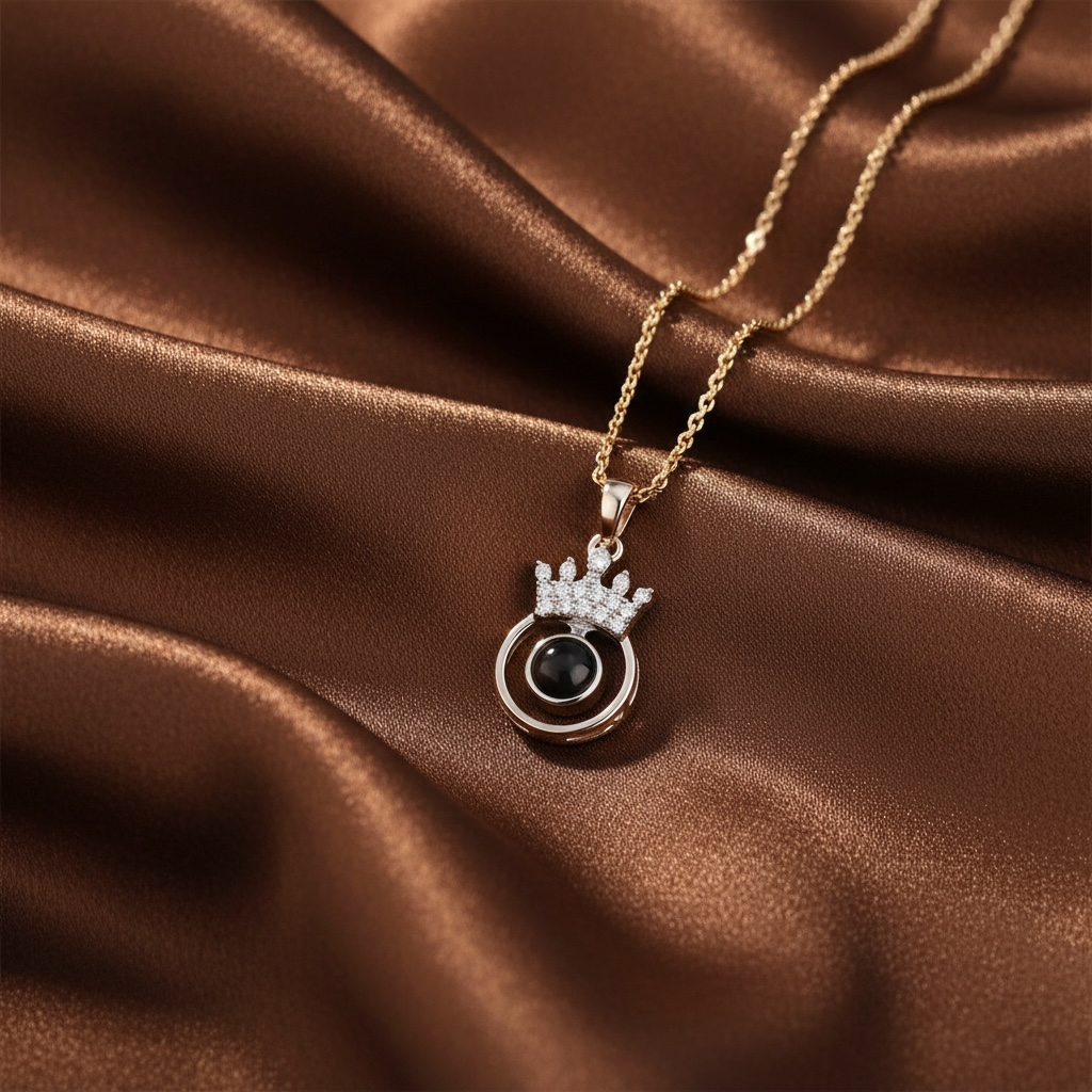 Delicate Dazzling Crown Diamond Projection Necklace